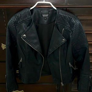 Top Shop Vegan Black Leather Moto Jacket